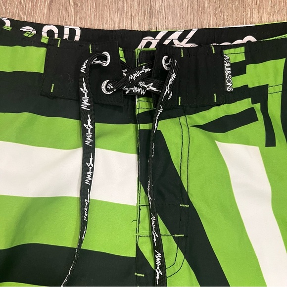 maui and sons Green and Black Geometric Board Shorts - Picture 2 of 7